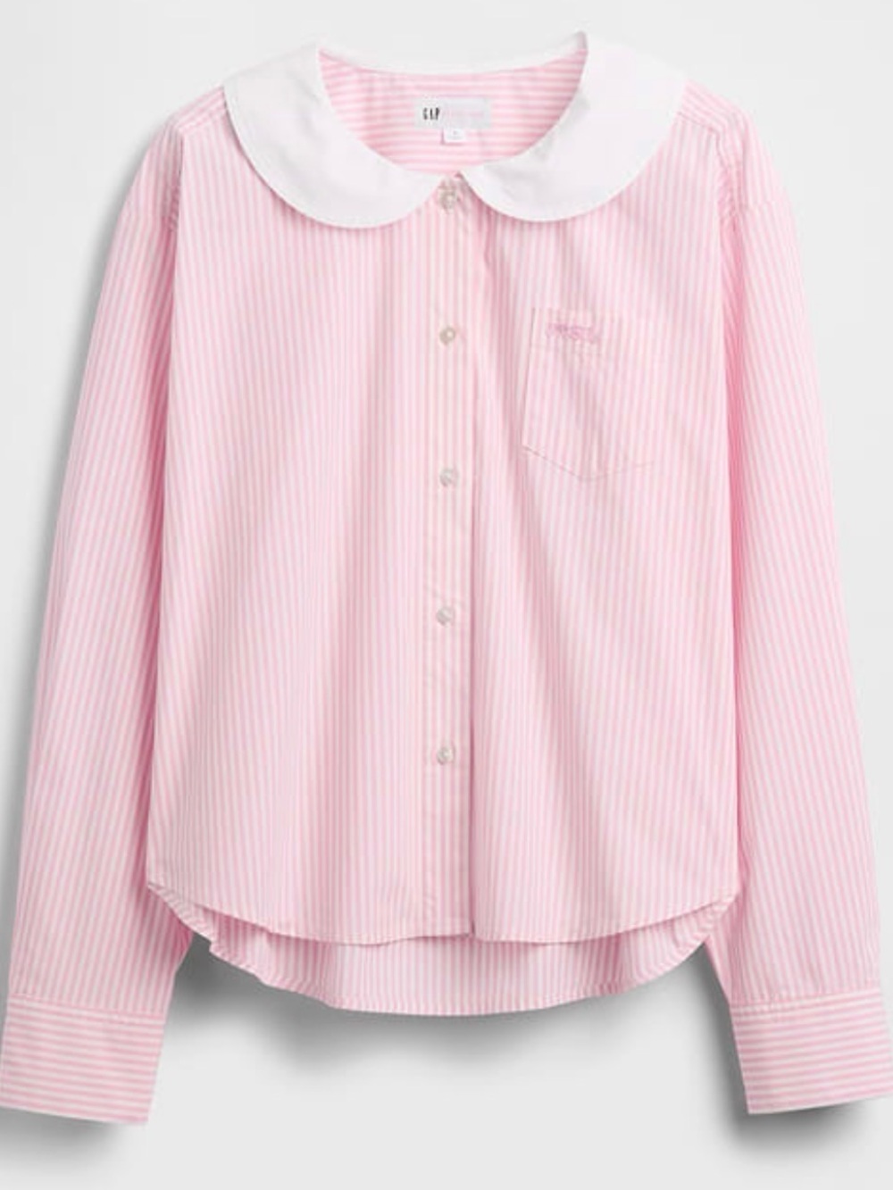 Gap x Sandy Liang Poplin Oversized Shirt XS May Pink Stripe
